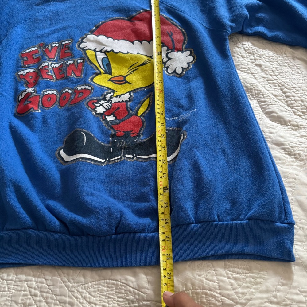 Vintage Tweety Bird Sweatshirt‎ 1994 Warner Bros Christmas 90s Y2K Looney Tunes - Picture 7 of 9